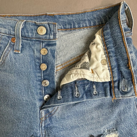 Levi's 501 shorts women 24 cotton blend high rise daisy dukes denim blue - Picture 4 of 10